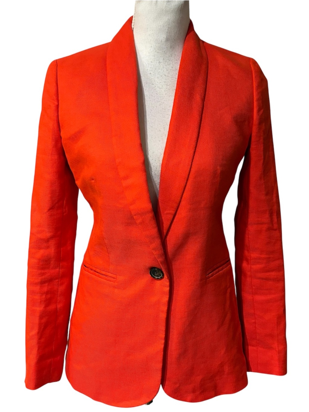 J. Crew  Parke Blazer Stretch Linen Brilliant Sunset Red Orange Size 00